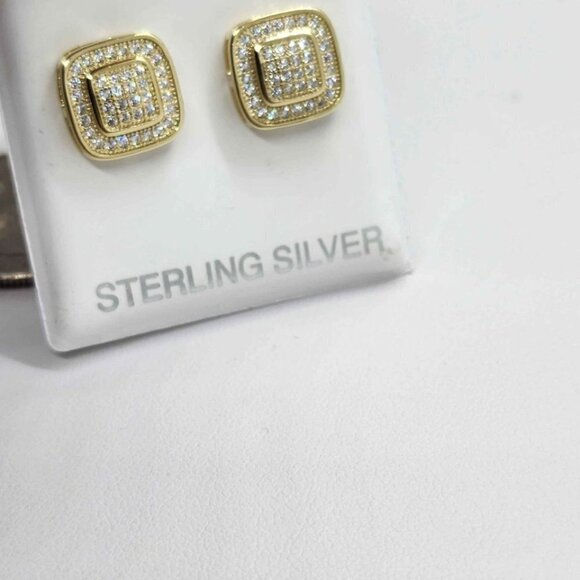 BRAND NEW   Sterling Silver 925 Square Design Earrings - Picture 2 of 4